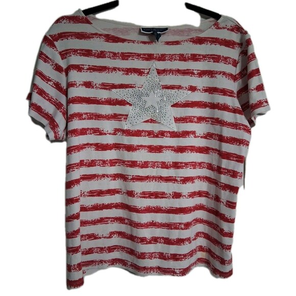 Women's Karen Scott Woman Short Sleeve Star Top Blouse Size 0X - Picture 1 of 7